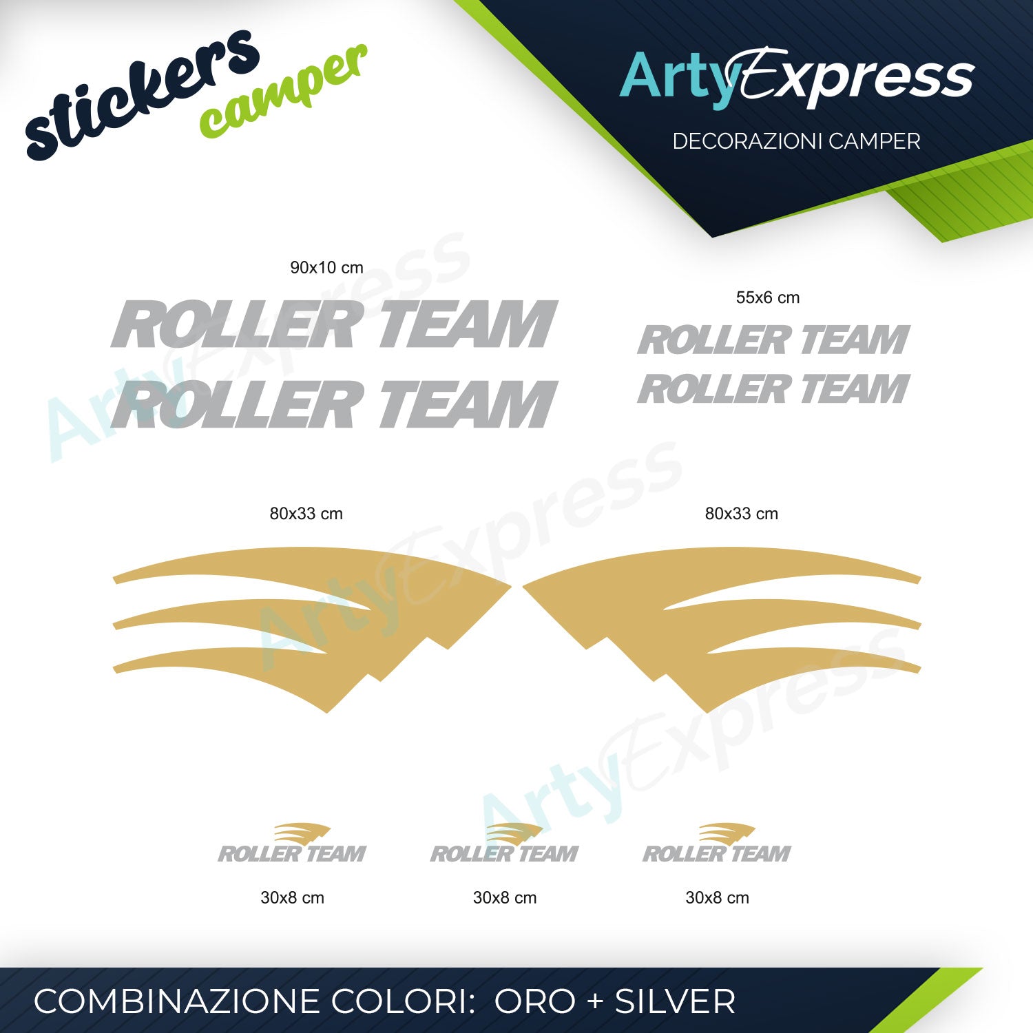 ROLLER TEAM - Kit 9 adesivi camper