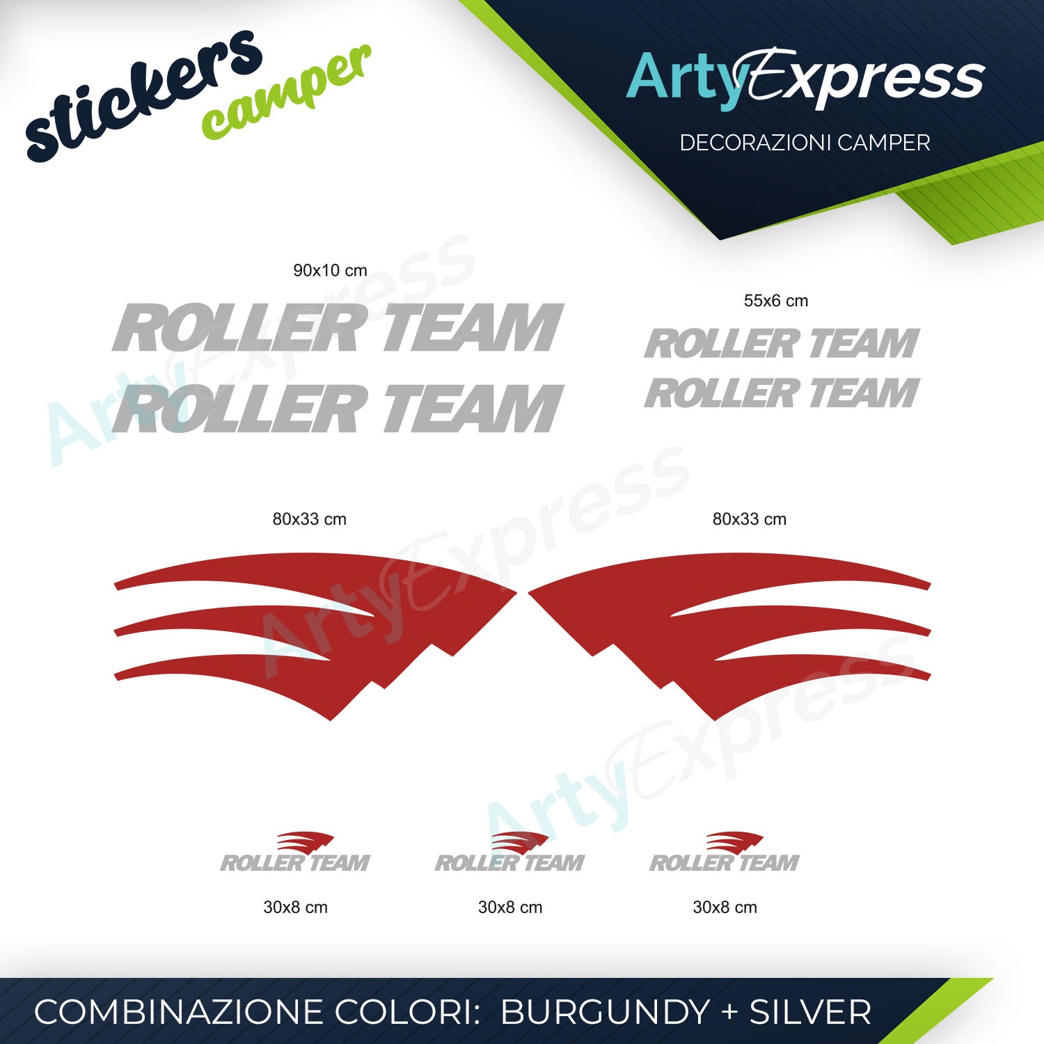 ROLLER TEAM - Kit 9 adesivi camper