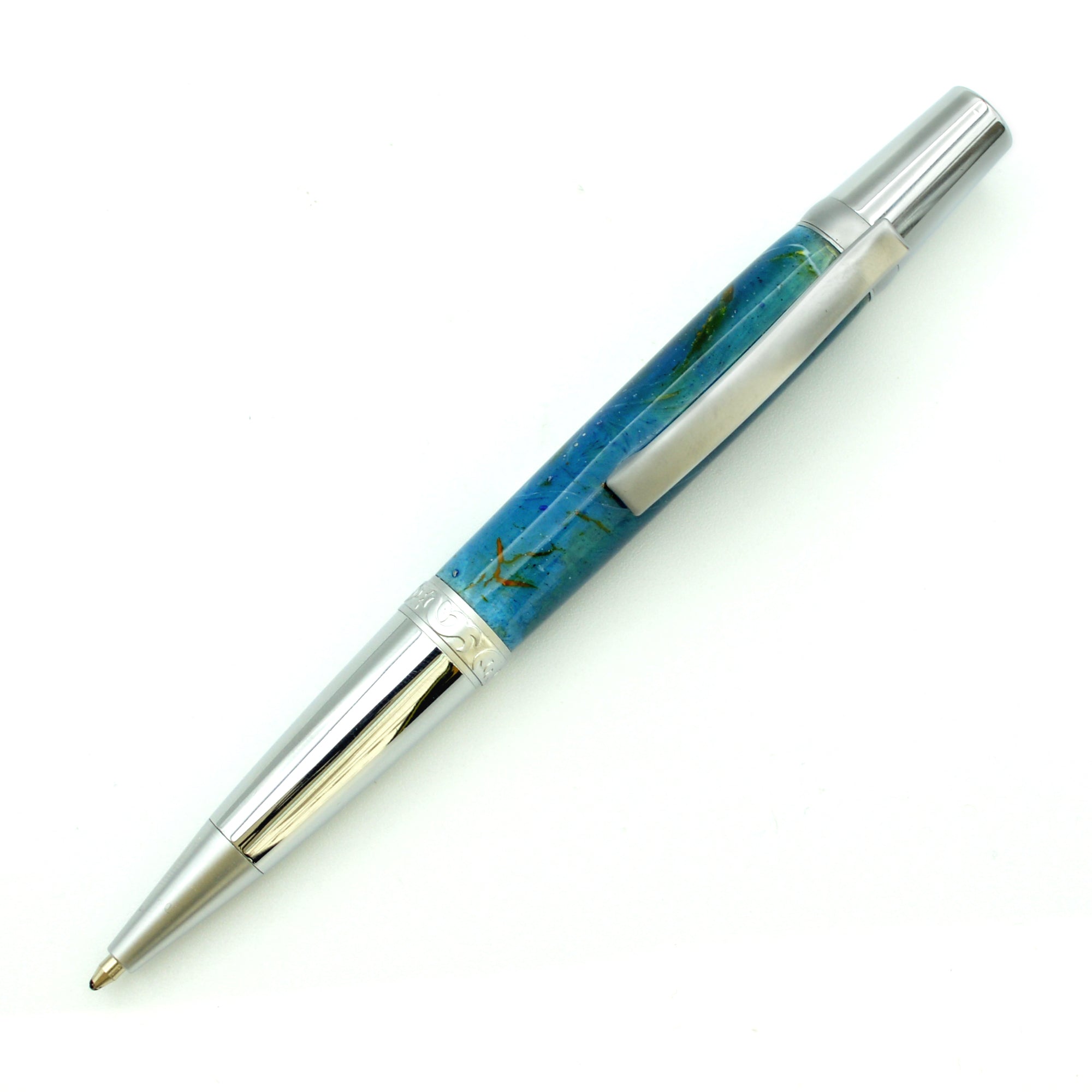 Galene - Penna a sfera in resina blu mare