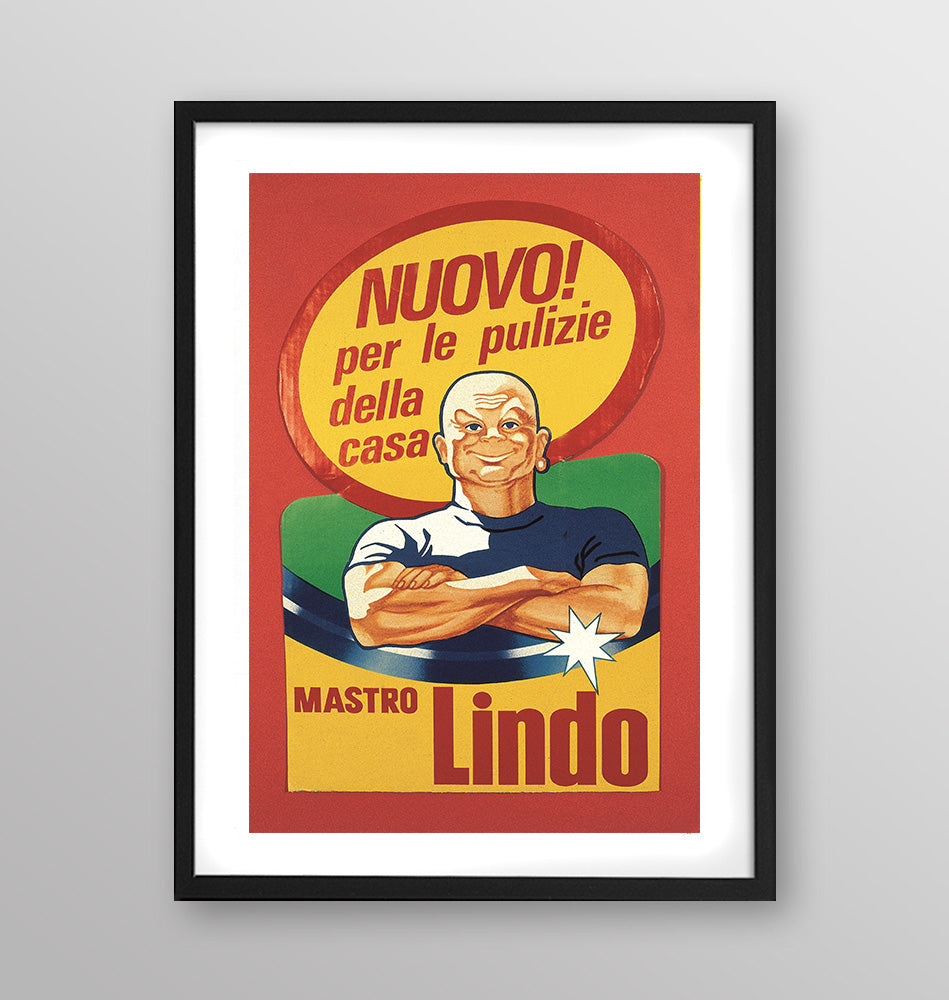 Spot anni '80 Mastro Lindo - Poster incorniciato Artyexpress