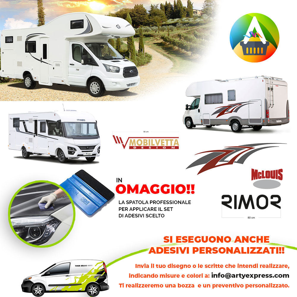 MCLOUIS 560 - Kit adesivi camper NERO + SILVER