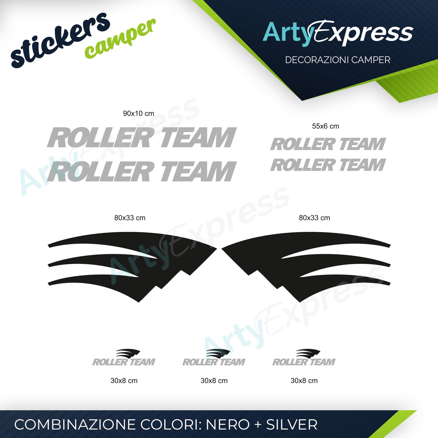 ROLLER TEAM - Kit 9 adesivi camper