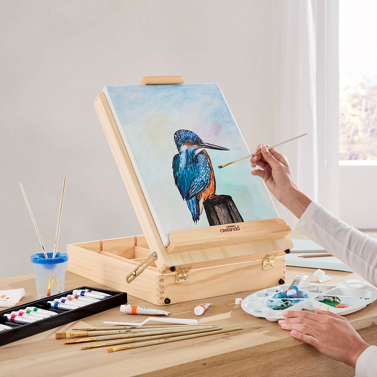 Set cavalletto da pittore in valigetta