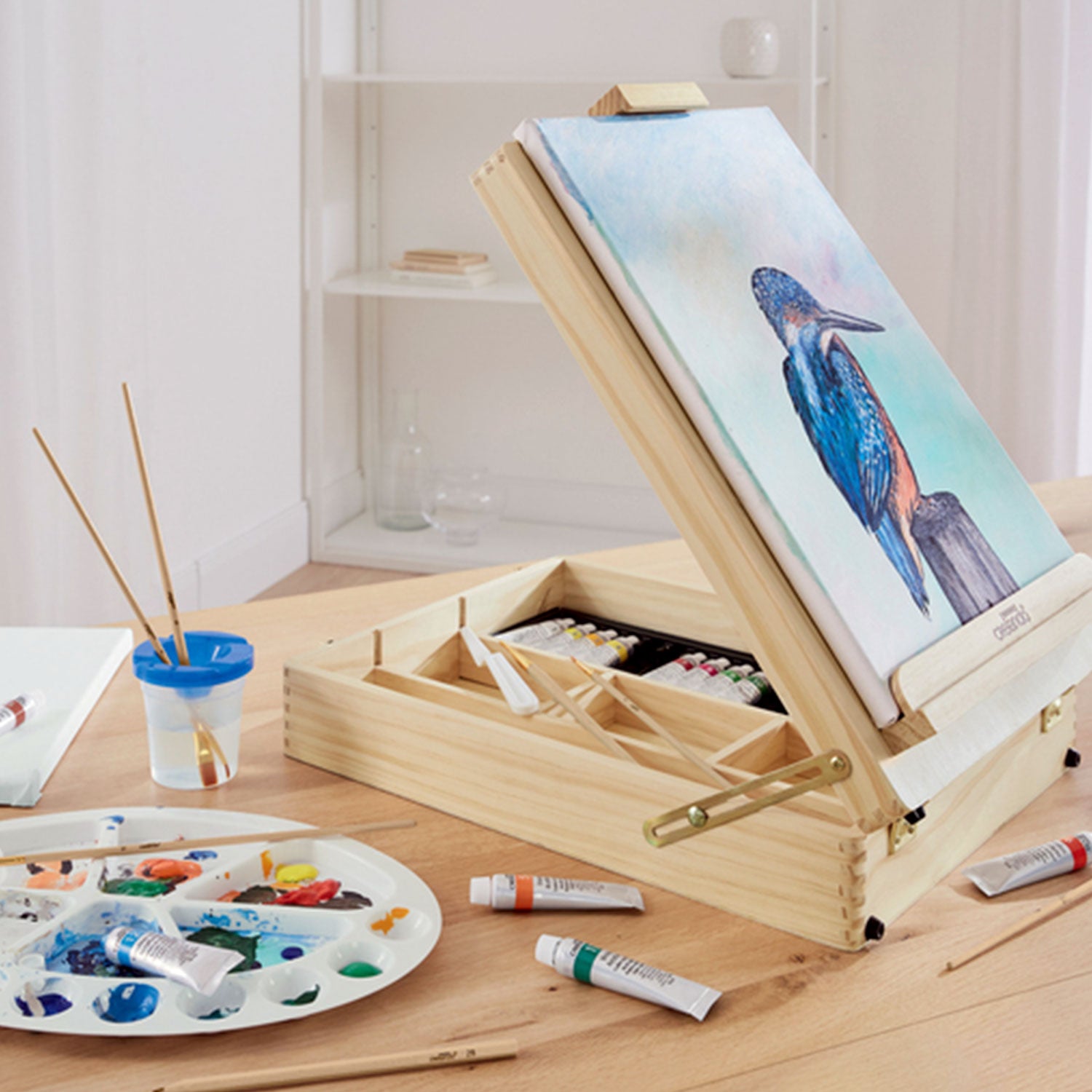 Set cavalletto da pittore in valigetta