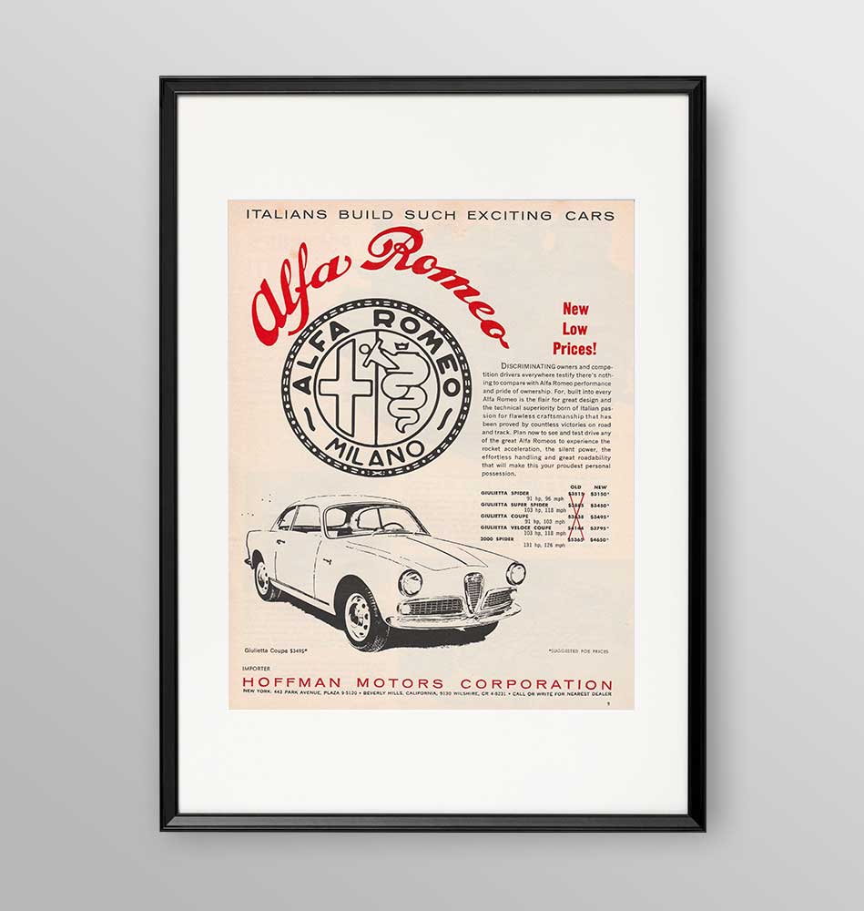 Poster incorniciato - Alfa Romeo spot epoca - Poster incorniciato Artyexpress
