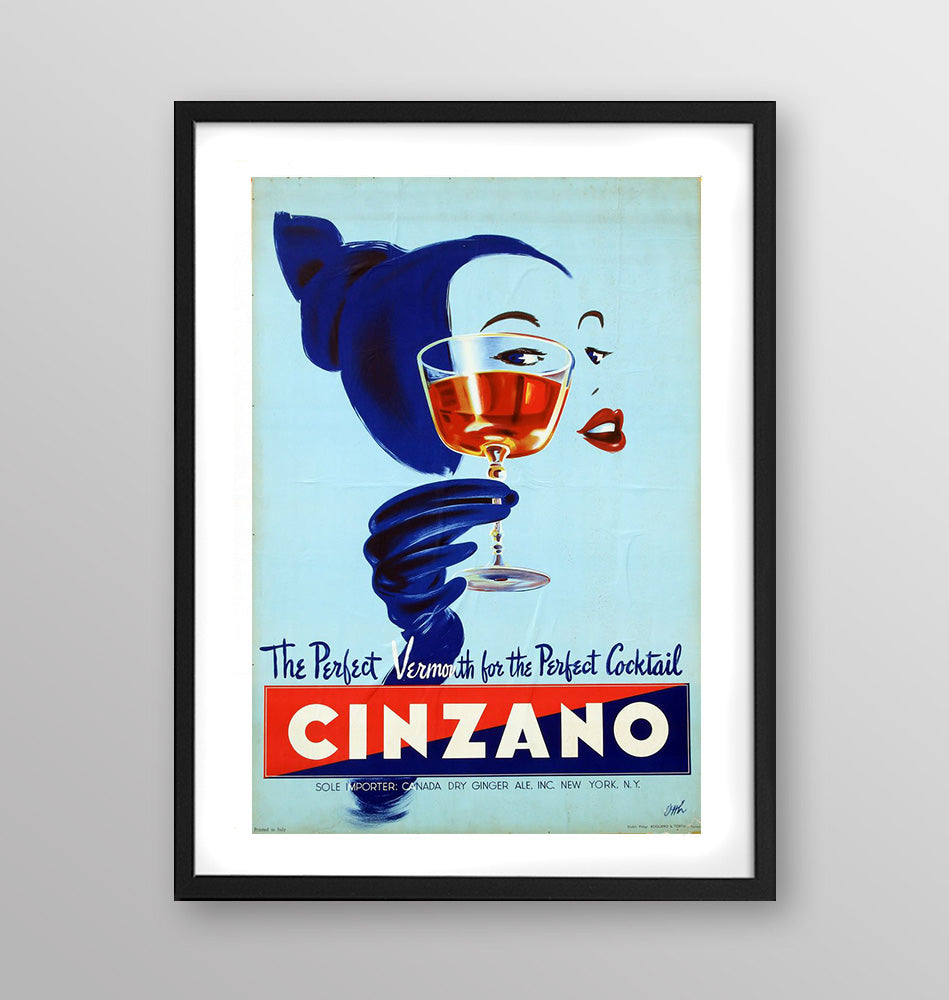 Spot anni '70 Cinzano- Poster incorniciato Artyexpress