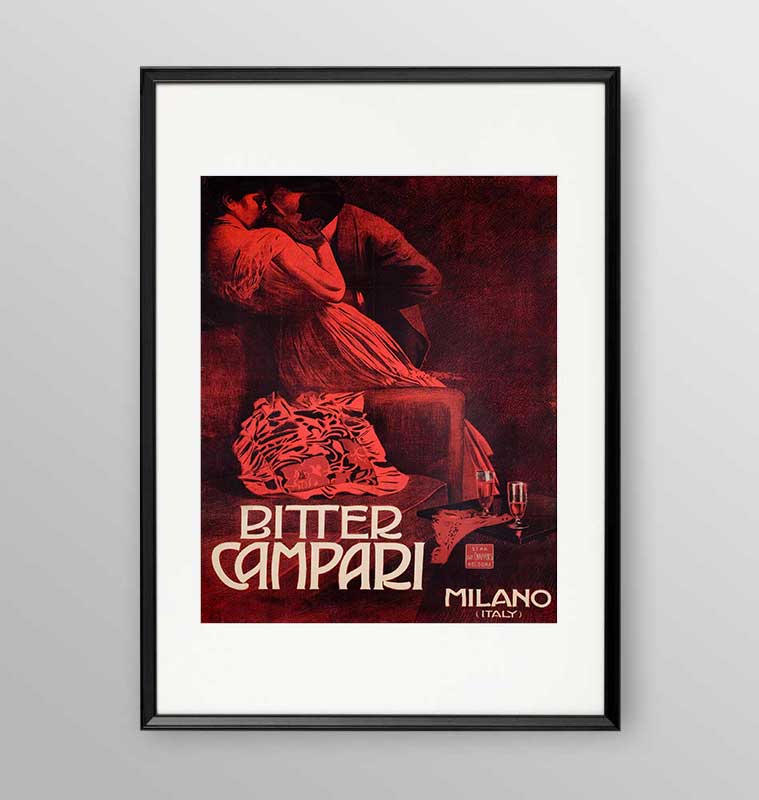 Spot anni '70 Bitter Campari - Poster incorniciato Artyexpress